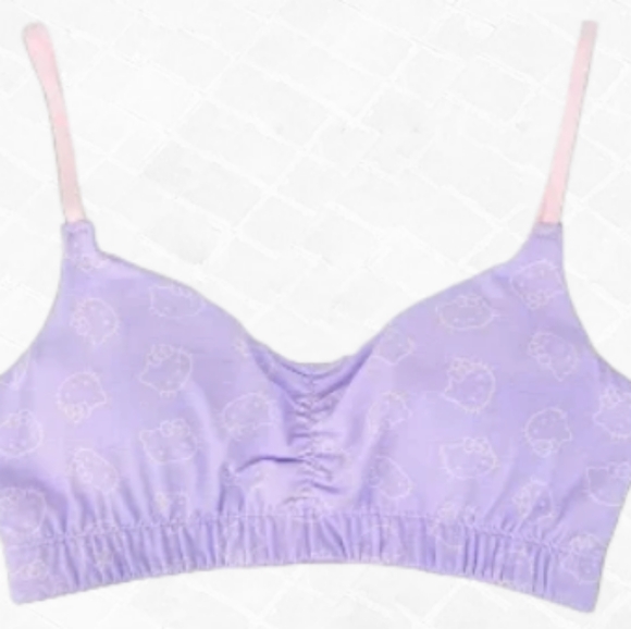 Hello Kitty Cotton Bra and Boxer Set - Size Small Lavendar Loungewear Bra/Boxers - Picture 2 of 12